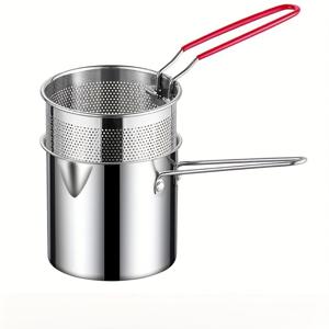 TEMU 2개 스테인리스 스틸 딥 프라이어 냄비 (뚜껑 포함) - 전기 필요 없는 튀김 팬, 고강도 바구니로 감자튀김, 생선, 닭고기, 감자에 적합 - 가정용 요리, 냄비 튀김용 (전기 필요 없음)