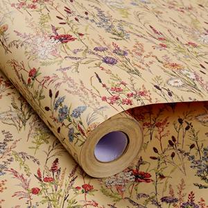 TEMU 1롤 와일드플라워 포장지, 17