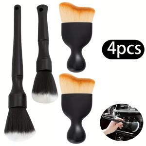 TEMU 4개입 헤비듀티 차량 디테일링 브러쉬 - 부드러운 털과 튼튼한 손잡이, 수동 대시보드, 통풍구, 천 시트용 - 배터리 없는 차량 내부 관리, 세차 및 차량 정비에 적합