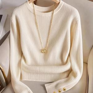 TEMU 여성용 가을/겨울용 간편하고 스타일리시한 라운드넥 티셔츠