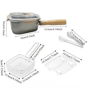 TEMU 스테인리스 스틸 튀김기 세트 | 바구니, 뚜껑, 클립, 오일 필터, 분리형 손잡이가 있는 휴대용 요리 냄비 - 치킨, 프렌치 프라이, 면 튀김에 적합 | 대용량, 410 스테인리스 스틸, 가정 요리에 적합