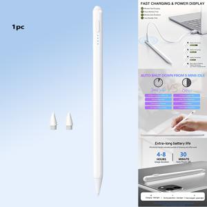TEMU 유니버설 정전식 터치 펜 (자석 충전) | 정밀 기울기 및 압력 감도, 미스 터치 방지, iPad, iPhone, Android, Microsoft 태블릿 호환 - 충전식 배터리