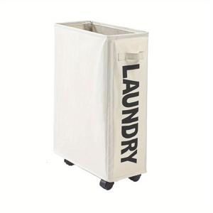 TEMU 1개 접이식 슬림 빨래바구니, 끈으로 묶는 메쉬 커버 - 22인치 코너 옷 바구니 손잡이 포함, 쉬운 보관 및 정리용 - 침실 장난감 및 더러운 빨래에 적합한 빨래바구니