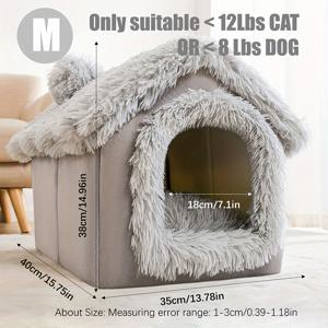 TEMU 1개입 사계절 사용 가능, 탈착 및 세탁 가능한 하우스 모양 애완 동물 침대, 겨울철 강아지용 따뜻함, 고양이에도 적합.