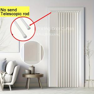 TEMU 플라스틱 후크와 수납 스트랩이 있는 로드리스 접이식 도어 커튼 1개. 패턴으로 빛을 차단하도록 설계되었으며, 침실, 거실 및 도어에 이상적입니다. 관리가 용이하며, 연중 홈 데코에 적합합니다.