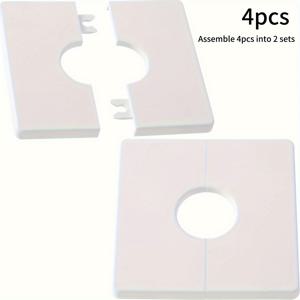 TEMU 2/4개 흰색 ABS 플라스틱 스커치온 벽면 분리형 플랜지, 2.79 Cm 자가 접착형 사각 배관 커버 플레이트 - 클래식 스타일, 전기 또는 배터리 불필요, 파이프 설치에 이상적