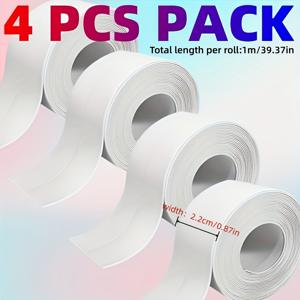TEMU 4롤 자가 접착 실링 테이프, 내구성 강화 및 사용 간편, 욕실 및 주방용, 도구 불필요, 즉시 사용, 벗겨 붙이기, 내구성 플라스틱 코킹 스트립