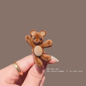 TEMU 커피색 플러시 머리핀 1개 - 표정이 풍부한 눈과 하트 얼굴, 앞머리용 덕빌 클립, 데일리/파티 의상, 가을 겨울 신상 스타일, 생일 선물