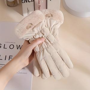 TEMU 여성용 겨울 터치스크린 장갑, 소재로 제작, 기모 안감으로 따뜻함, 방풍 및 방한 기능, 야외 사이클링, 운전 및 기타 12가지 시나리오에 적합, 가을 및 겨울 따뜻함 필수품