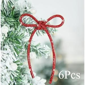 TEMU 6개입 반짝이는 데이 리본, 리본 장식, 크리스마스 트리 장식, 데이 장식, 성 패트릭 데이 장식, 부활절 화환, 선물 포장 및 기타 휴일 장식용