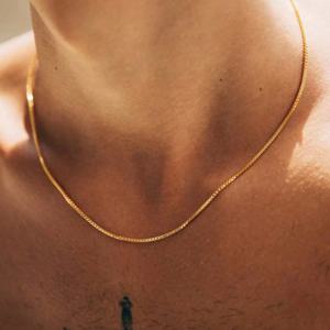 TEMU 남자친구, 아버지, 남편 또는 친구에게 선물하기에 완벽한 사각 디자인의 18K 금도금 스테인리스 스틸 목걸이 한 개