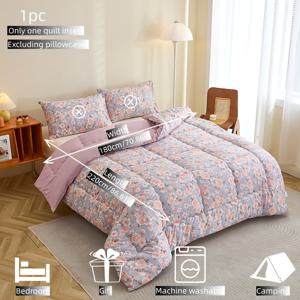 TEMU 3개 로맨틱 장미 플로럴 세트, 숨겨진 AB 컬러 블로킹 디자인, 미니멀하고 스타일리시한 스타일. 높은 반발성 충전재로 특히 부드러움을 제공하여 침실, 게스트룸, 기숙사, 여행 등 모든 계절에 적합합니다.|이불