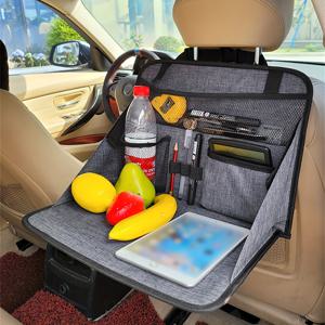 TEMU 차량용 좌석 뒷받침대 정리함 - 깊은 회색 옥스포드 원단 접이식 수납 파우치, 도구/간식/물병/태블릿을 위한 다중 구획 - 인체공학적 디자인 차량 내부 액세서리