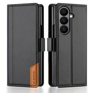 TEMU 삼성 갤럭시 Z 폴드 7, 6, 5, 4, 3, 5G용 RFID 차단 인조 가죽 지갑 케이스, 카드 홀더 및 킥스탠드 플립 커버 기능 포함.|카드지갑|폰케이스|지갑