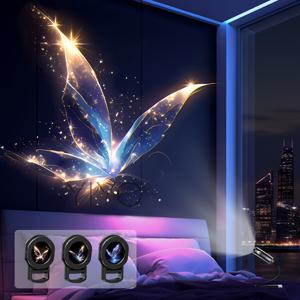 TEMU 드림라이크 나비 USB 전원 조절 가능 스마트 램프, 침실 장식을 위한 LED 프로젝션 조명. 벽, 천장, 바닥 및 기타 장면에 투사 가능하여 완벽한 섬세한 선물입니다.