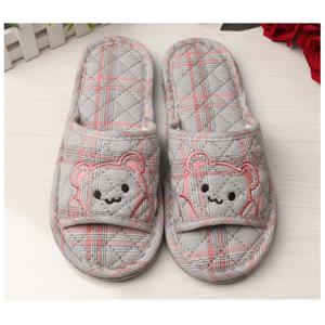 TEMU [] 3중 쿠션 체크 아기곰 실내화 푹신한 층간소음방지 미끄럼 삼중패드 거실화 면슬리퍼