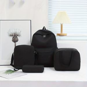 TEMU 4pcs 배낭 크로스 바디 가방 핸드백과 펜 가방 세트, 클래식 단색 컬러 여성 남성 캐주얼 여행 배낭, 대용량 배낭, Schoolbags 여자 학생 책 가방, 프레피 스타일 학교 학생 대형 배낭