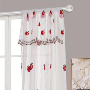 TEMU 미국 컨트리 스타일의 새 짧은 커튼 1개입. 생선 무늬 자수 패턴이 특징이며, 거실, 서재, 발코니의 작은 창문에 적합하며, 집 장식에 완벽합니다.