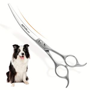 TEMU NEPURLson 프로페셔널 7.0/7.5인치 익스트림 벤드 펫 가위 - 더블 테일 & 다운/업 원컷 디자인, 오른손용 두꺼운 털 정리 및 트리밍 가위 (개, 고양이, 소동물용) - 내구성 강한 날과 튼튼한 구조로 가정 및 전문 미용에 적합