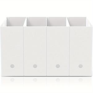 TEMU 손잡이가 있는 접이식 스크랩북 종이 정리함 4개 세트 - 두꺼운 PP 플라스틱 다용도 파일 홀더, 휴대 가능한 문서, 책, 저널, 공예 용품 보관함 (32x11x24.5cm, 블랙), 컴팩트 디자인, 내구성 있는 조직자, 데스크탑 정리