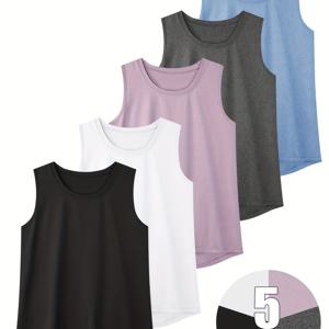 TEMU TELALEO 여성용 워크아웃 탱크탑 5pcs 민소매 요가 헬스 탱크탑 퀵 루즈핏 스포츠 셔츠