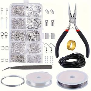 TEMU 귀걸이 및 목걸이 제작을 위한 900개 멀티 컬러 주얼리 제작 스타터 키트 (비즈, 플라이어, 도구 포함), 성인 및 초보자에게 적합