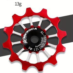 TEMU 메로카 세라믹 양음 치형 체인 가이드 휠 12T, 알루미늄 합금, 빨간색, 로드 및 산악 자전거, 접이식 자전거 액세서리, 7/8/9/10/11 속도 호환