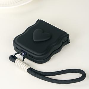 TEMU 폰 케이스: 웨이브형 에어백 방탄 스킨감 페인트 입체 작은 하트 마카롱 컬러 끈 접이식 폰 케이스, 갤럭시 Z 플립3 5G, 갤럭시 Z 플립4 5G, 갤럭시 Z 플립5 5G, 갤럭시 Z 플립6 5G 호환