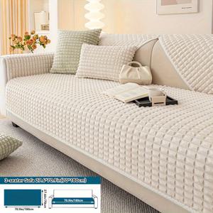 TEMU 1개 밀크 플러시 소파 커버 - 모든 소파 타입(싱글/더블/트윈/3인용/4인용) 호환, 두꺼운 퀼팅 펫 방지 가구 보호 커버, 쿠션 포함, 고양이와 강아지를 위한 부드럽고 따뜻한 소파 커버, 손세탁/기계 세탁 가능