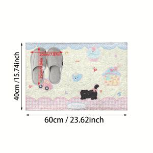 TEMU 1개의 귀여운 만화 캐릭터 무늬 미끄럼 방지 매트, 인조 캐시미어 초극세사 섬유, 욕실 미끄럼 방지 러그, 현관 매트, 기계 세척 가능, 가정 장식, 침실, 욕실, 주방, 복도, 실내 및 실외 사용, 직사각형, 낮은 털, 니트, 폴리에스테르, TPR 바닥, 1350G/㎡, 두께 0.7cm, 푹신한 플러시 겨울 장식 장식