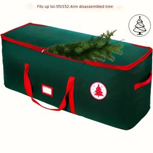 TEMU 1개 초대형 크리스마스 트리 보관 가방 - 최대 7.5피트 인공 트리 수납 가능, 내구성 있는 손잡이, 부드러운 이중 지퍼 및 라벨 포켓, 찢어짐 방지 휴일 장식 정리 가방, 크리스마스 장식