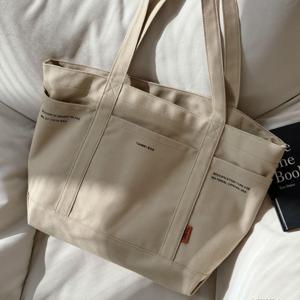 TEMU 두꺼운 숄더백, 일본 및 한국의 미학에서 영감을 받음, 심플하고 다재다능한 대용량 토트백 (학생용)