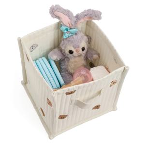 TEMU 귀여운 곰돌이 튤립 사각 수납바구니 - 병, 기저귀용 이불장식 органайзер & 인형수납함 (할로윈과 크리스마스에 딱!)