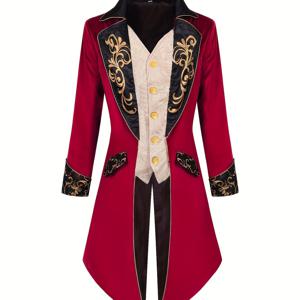 TEMU 빈시어스 시대 남성용 프록 코트, 할로윈 스팀 테마 중세 코트