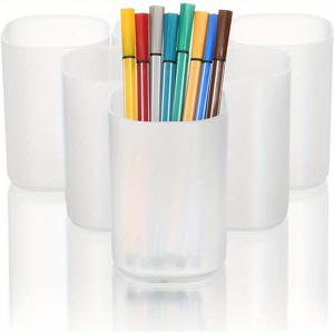 TEMU 반투명 화이트 5피스 홀더, 컵, 수납 데스크, 수납 박스, 펜 홀더, 문구함, 사무용 및 가정용 아이템