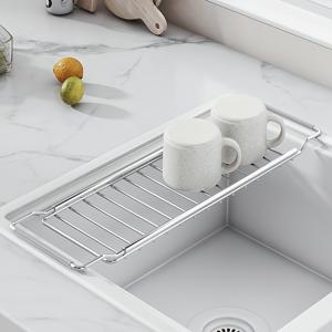 TEMU 실리콘 손잡이가 달린 접이식 스테인리스 스틸 싱크대 배수 랙, 확장형 식기 건조대, 주방 싱크대 추가를 위한 다기능 수납 정리함, 한국 스타일 접이식 배수 바구니|식기건조대|식기건조기