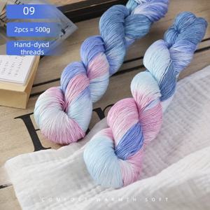 TEMU 2개 세트, 핸드다이 실, 고급 레이스 실, 컬러 니트, 니트 스웨터, 크로셰 오픈워크 블라우스, 핸드니트