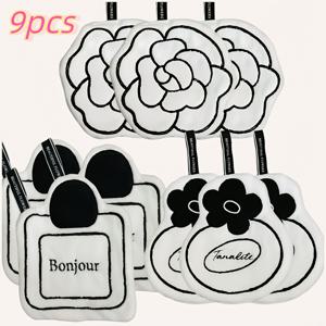 TEMU 3개/9개 세트 매달이 핸드타월 - 동백꽃과 향수병 패턴, 프렌치 스타일 로맨틱 핑거팁 타월, 초흡수성, 손세탁 전용, 빠른 건조, 두껍고 부드러운, 주방 및 욕실 장식용|수건