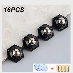 TEMU 16개 세트 헤비듀티 가구 캐스터 - 200kg 용량, 360° 회전 스테인리스 스틸, 접착식 백킹, 부드러운 이동용 휠, 쉬운 이동을 위한 가구 슬라이더, 화이트 & 블랙, 다목적 가구 캐스터, 내구성 플라스틱 휠, 모던 디자인