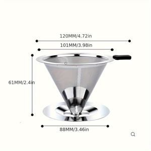 TEMU 스테인리스 스틸 재사용 가능한 커피 필터 홀더 - 인체공학적 손잡이가 있는 이중 레이어 메쉬 바스켓, 프렌치 프레스 및 머신용 내구성 있는 커피 & 차 스트레이너, 우려내는 액세서리, 슬림한 디자인의 커피 필터 보관함, 튼튼한 구조, 홈 바리스타를 위한