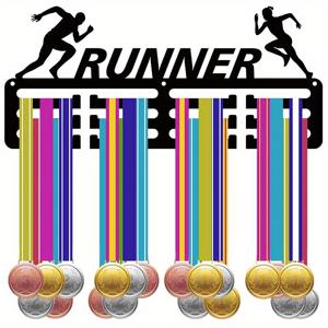 TEMU 가정용 벽걸이형 메달 홀더 1개, 경주 및 마라톤 성과에 적합, 블랙, 크기 11.4X5.1인치