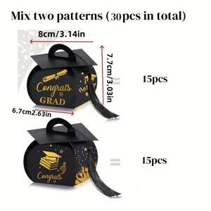 TEMU 그녀/그를 위한 선물 30개입 인기 신제품 졸업모 선물용 종이 상자 파티 박스 학교 졸업 테마 이벤트 장식 친구용 핑크/화이트/블랙