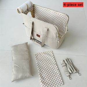 TEMU 4개 세트 고양이 & 강아지용 펫 캐리어 백팩 - 통기성 캔버스 소재, 메쉬 벤틸레이션, 안전 지퍼 잠금 및 자동차 시트벨트 버클 포함 - 핸즈프리 여행 토트백 (소형 반려동물용)