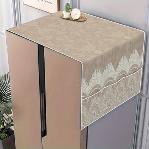 TEMU 1개 냉장고 커버, 전자레인지 및 세탁기 커버, 2D 플랫 레이스 레트로 엘레강스 스타일 장식 패턴 다기능 홈 냉장고 토퍼 (싱글/더블 도어용 2025 신모델), 직립형 냉동실 보호 천으로 가전제품을 먼지와 손상으로부터 보호, 가정용 주방 보관 천|냉장고