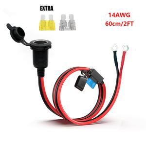 TEMU 15A 퓨즈가 있는 자동차 플러그 소켓 - 12/24V 배터리용 헤비듀티 14AWG 구리 케이블, 쉬운 연결 암수 어댑터