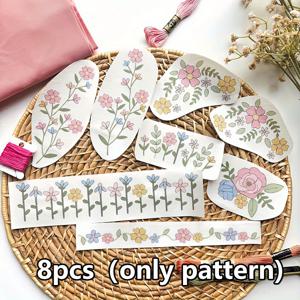TEMU 8개 세트 컬러풀 수용성 자체 접착 자수 안정제 스티커, 모자, 의류 및 DIY 프로젝트용 컬러풀 플로럴 패턴 | 세탁 가능 & 재사용 가능, 손/기계 재봉 필수품, 수용성 잉크 & 재사용 가능 스티커가 포함된 안정적인 청바지 포켓 패치, 의류 장식 및 공예 디자인용, 세탁 가능 플로럴 컬러풀 자수 DIY 키트