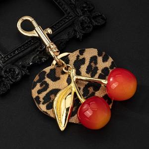 TEMU 1개 '빈티지 체리 프린트 키체인 with 하트 참 - 귀엽고 우아한 가방 액세서리, 핸드백, 지갑에 적합 - 스타일리시 키|키링부자재