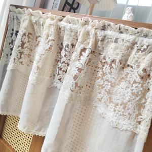 TEMU 1개, 프랑스 로맨틱한 목가적인 꽃 자수 작은 커튼, 막대 포켓, 거실, 침실, 주방, 농가, 집 장식에 적합