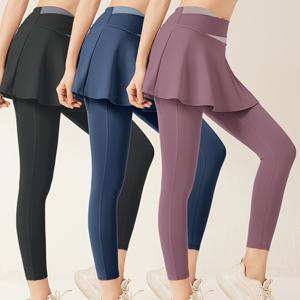 TEMU 여성용 스포츠 스커트 3pcs 2-in-1 룩 안티시스루 하이웨이스트 엉덩이 리프팅 요가 및 야외 레저용 워크아웃 팬츠