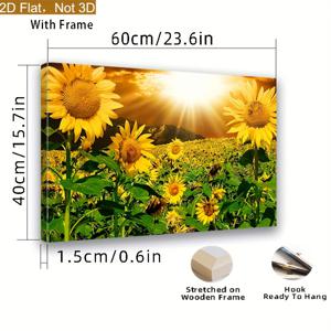 TEMU 1개 캔버스 벽 장식 - 러스틱 모던 팜하우스 스타일, 밝은 노란색 와 , 목재 프레임 & 광택 마감, 생동감 넘치는 황야화 침실/거실/복도 겨울 홈 데코레이션용 재활용 목재 프레임, 간편 걸이형 2D 평면 그림